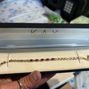Real 10kt gold and ruby and diamond bracelet
